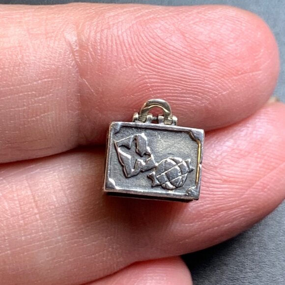 Chamilia Sterling Silver 925 Slide Charm Travel Suitcase Solid Sterling - Picture 1 of 7